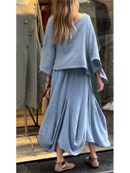 Autumn Lace-Up Skirt Set for Effortless Elegance